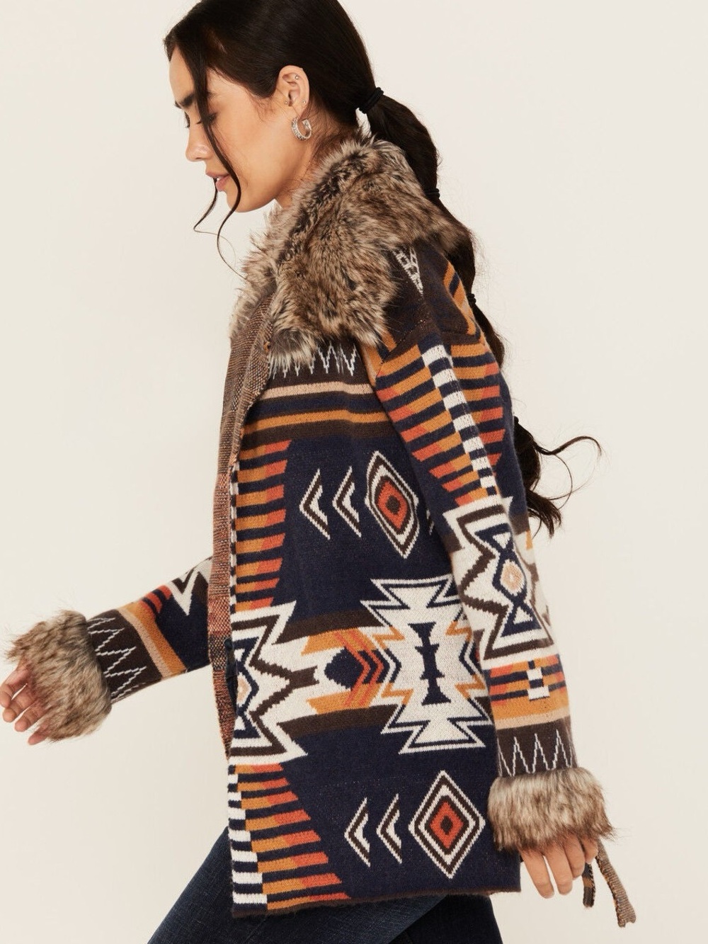 SHYANNE WOMEN'S FAUX FUR TRIM BELTED SWEATER